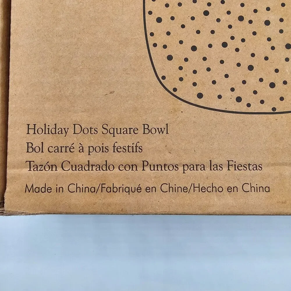 Pampered Chef Holiday Dots Square Bowl 9.75